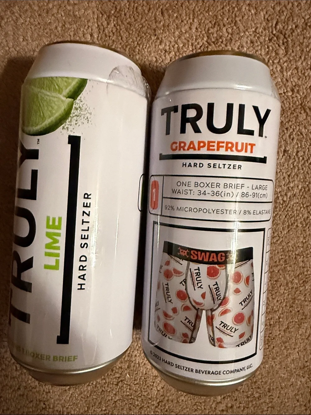TRULY boxers NEW 2 truly size large or small seltzer boxers 21+